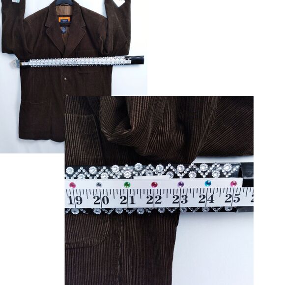 Izod Mens Logo Chocolate Brown Relaxed-Fit Corduroy Sport Coat Blazer XL - Picture 14 of 16